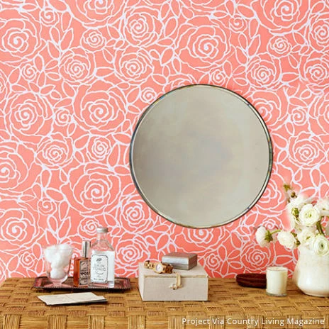 Rockin' Roses Damask Wall Stencil - Image 2