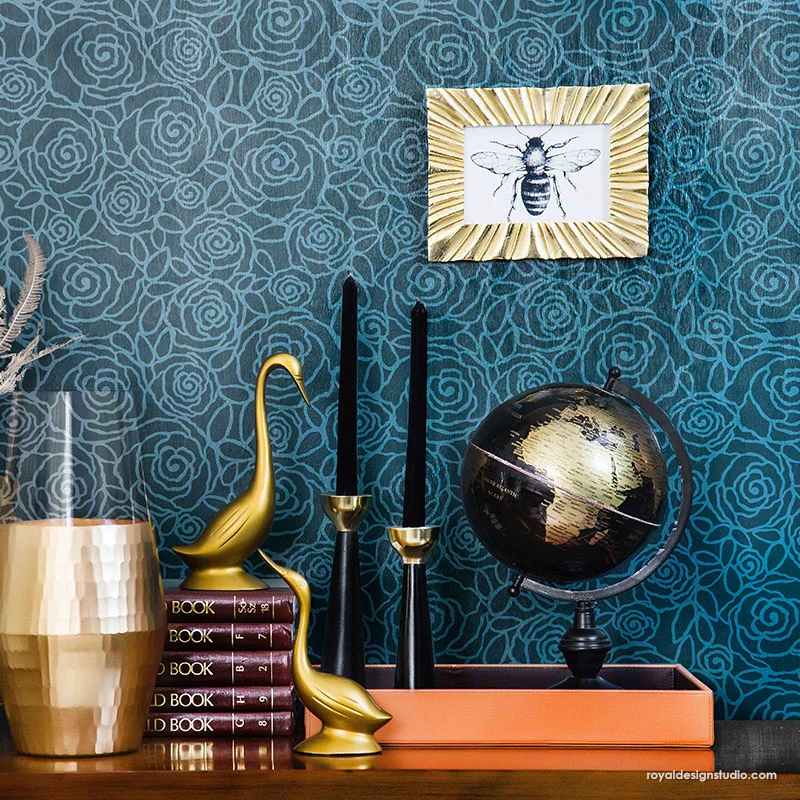 Rockin' Roses Damask Wall Stencil - Image 3