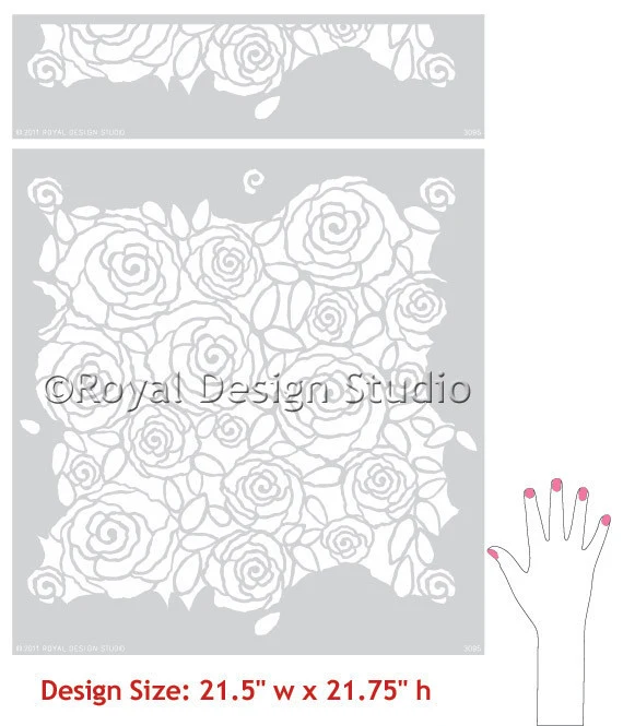 Rockin' Roses Damask Wall Stencil - Image 7