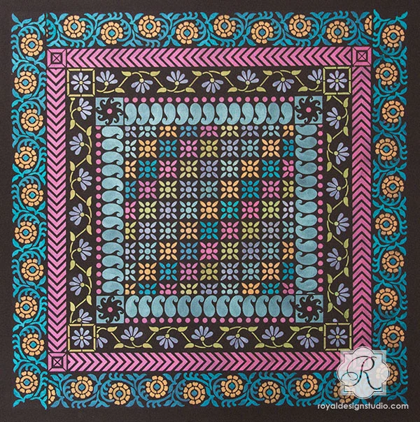 Sari Border Series Indian Furniture Stencil - Image 2