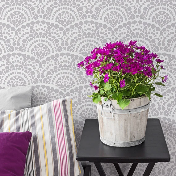 Spanish Lace Scallop Wall Stencil - Image 3