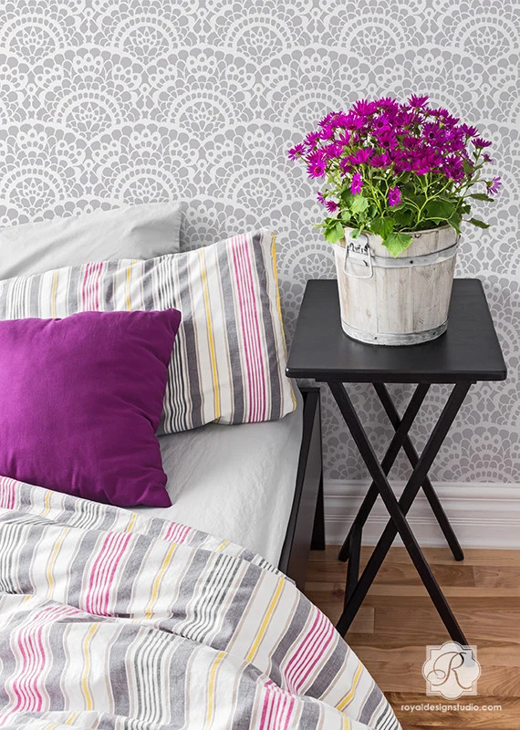 Spanish Lace Scallop Wall Stencil - Image 4