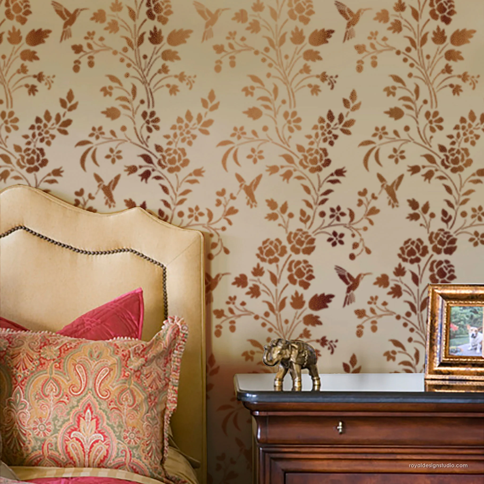 Spring Chinoiserie Floral Wall Stencil - Image 7