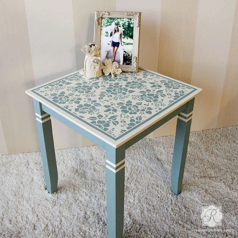 Spring Rose Blossoms Furniture Stencil