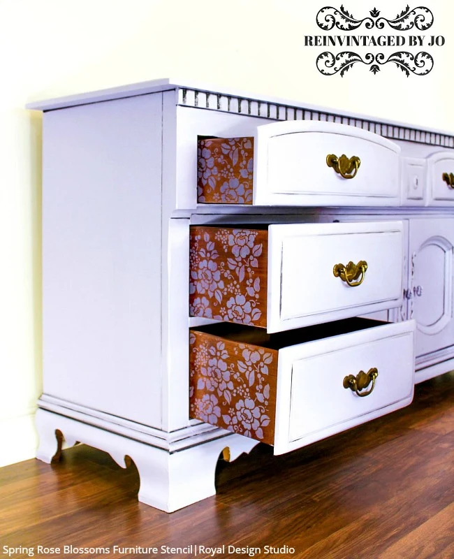 Spring Rose Blossoms Furniture Stencil - Image 2
