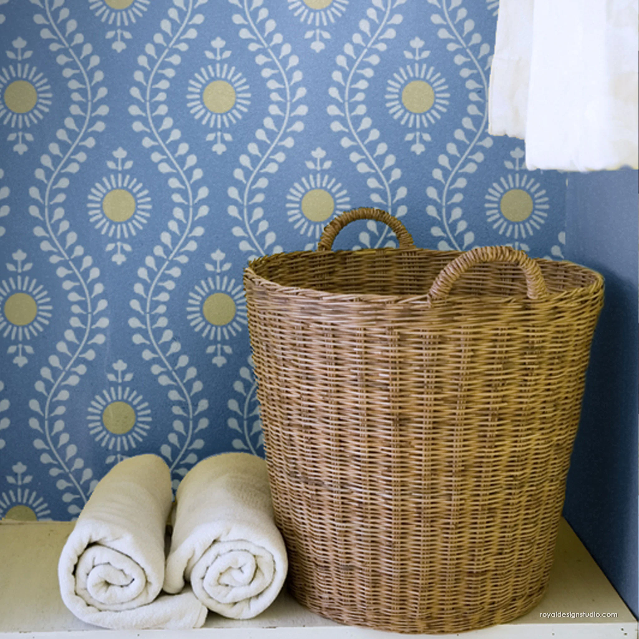 Sun Flower Block Print Wall Stencil - Image 2
