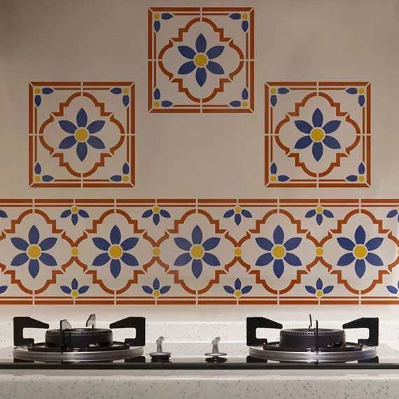 Taj Tile Wall Art Indian Furniture Stencil