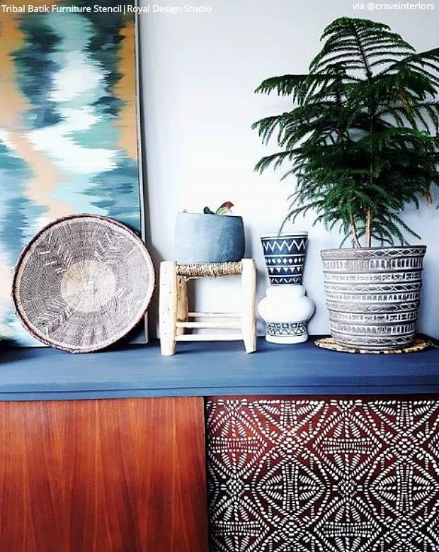 Tribal Batik Furniture Stencil - Image 22