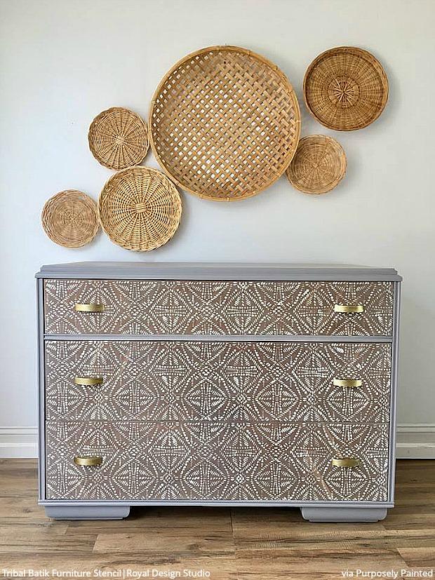 Tribal Batik Furniture Stencil - Image 5