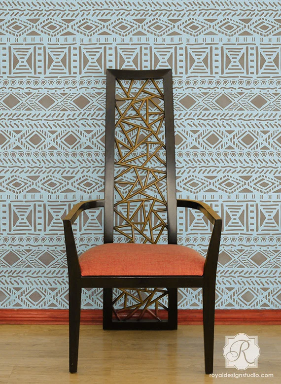 Tribal Vibe Allover Wall Stencil - Image 2