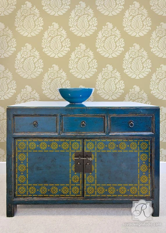 Zari Border & Corner Indian Stencil - Image 3