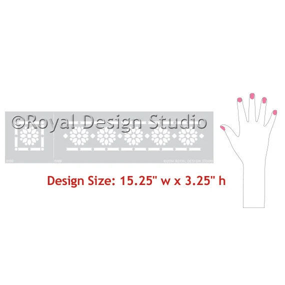 Zari Border & Corner Indian Stencil - Image 4